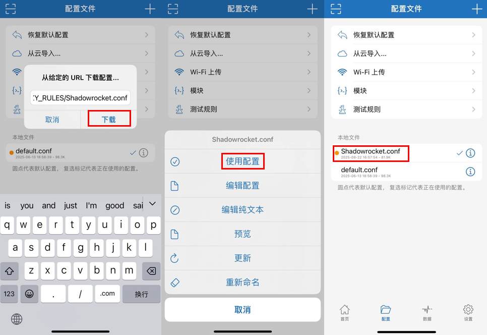 直接导入现成的分流配置-小火箭