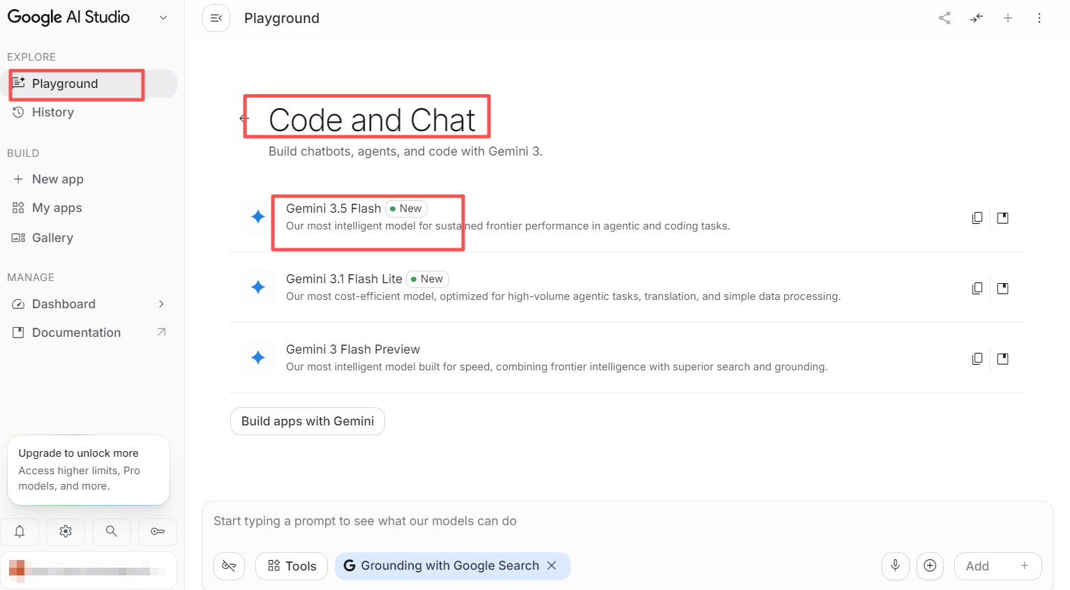 图片描述：Google AI Studio chat界面
