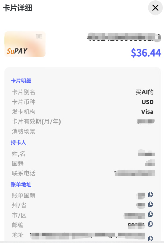 图片描述:SuPayCard信用卡信息